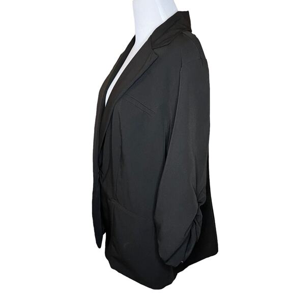 Torrid Sz 2 (2X) Ruched Sleeve Stretch‎ BLAZER Black Jacket "Studio Collection" - Picture 2 of 10